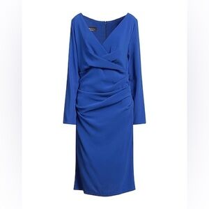 NWT TALBOT RUNHOF Ruched midi dress in blue Size 14